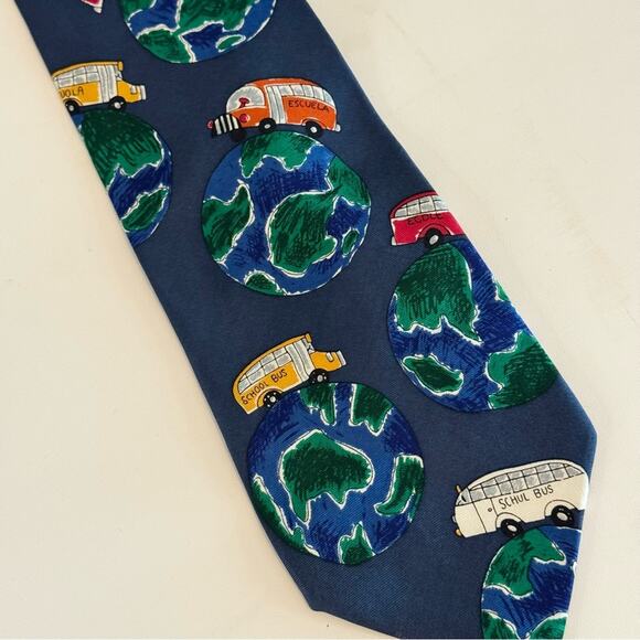 Save The Children Men's Blue Cars Adam Age 12- Educate The World Silk Neckties - Picture 3 of 6